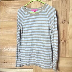 Lilly Pulitzer Gold and Cream Striped Sweater